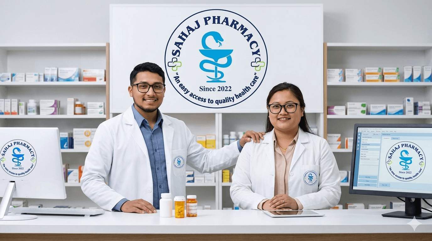 Sahaj Pharmacy team at the pharmacy counter